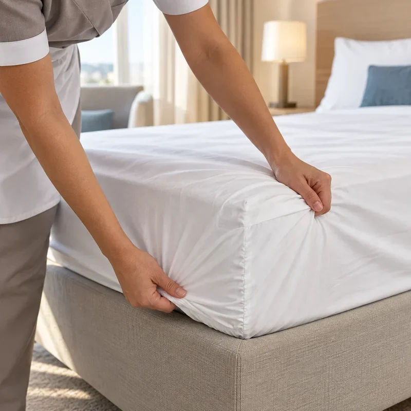 Drap-housse hôtel en percale de coton 200 TC