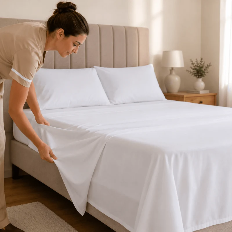 Lot de 6 Draps Plats Hôtel 150 TC - Gamme Essentiel