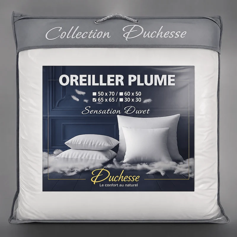 Lot de 6 oreillers plume soutien moelleux – Collection Duchesse