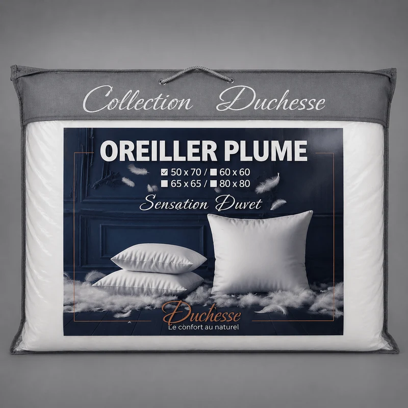 Lot de 6 oreillers plume soutien moelleux – Collection Duchesse