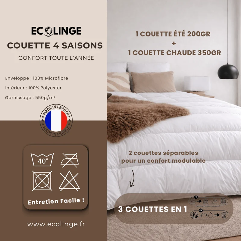 Couette 4 Saisons 550 g/m² - Sensifibre