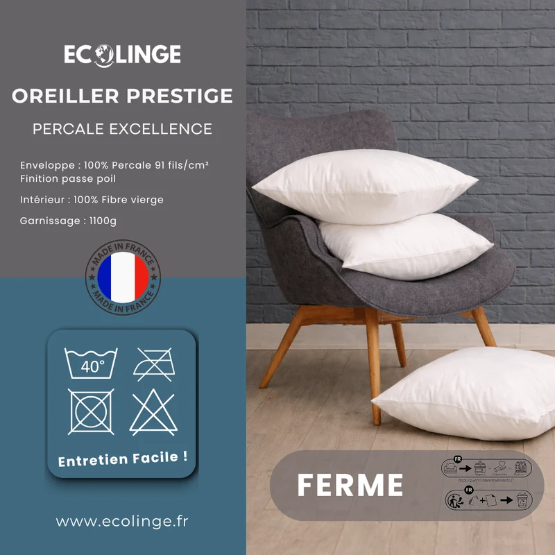 Oreiller Prestige Percale Excellence - Soutien Ferme