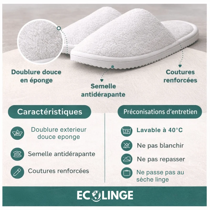 Chaussons de Bain Éponge - Gamme Élégance