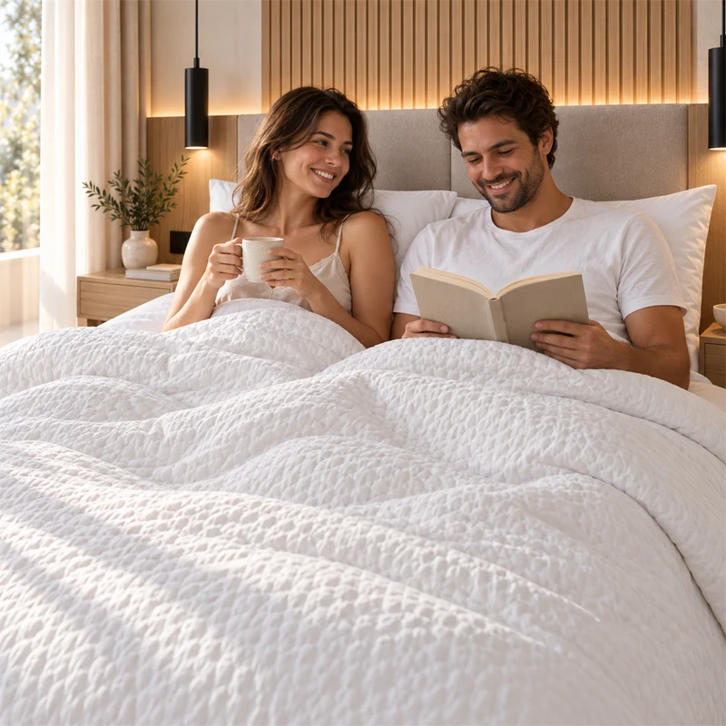 Housse de couette gaufrée sans repassage 200 TC - Zen
