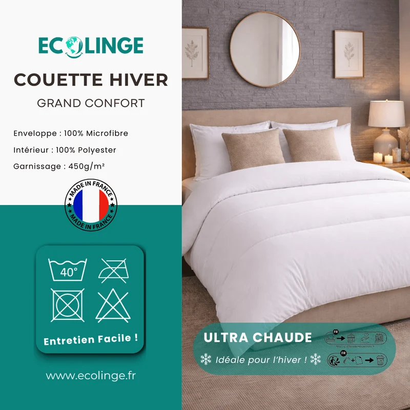 Couette Hiver Ultra Chaude 450 g/m² - Fabrication Française