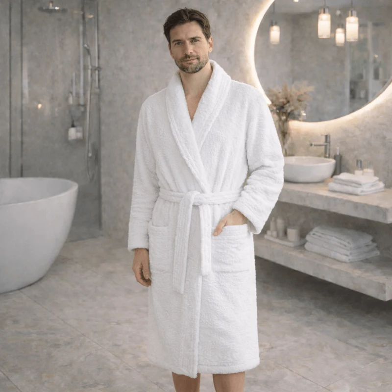 Peignoir coton 450 g/m² col châle - Gamme Elegance