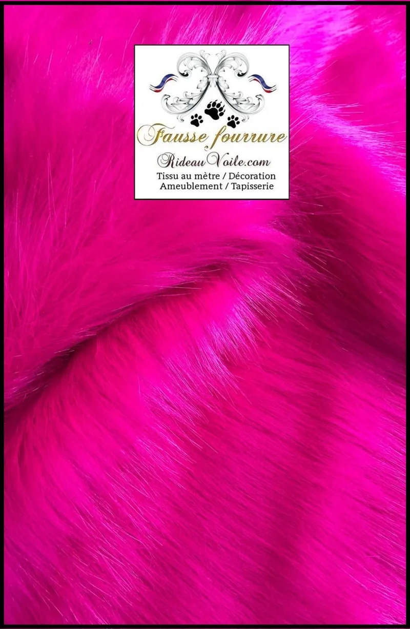Tissu fausse fourrure🔥ignifuge poils rose fuchsia mètre rideau sur mesure