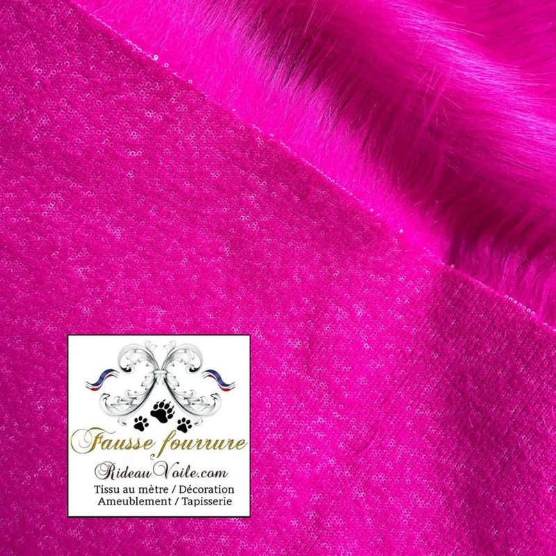 Tissu fausse fourrure🔥ignifuge poils rose fuchsia mètre rideau sur mesure