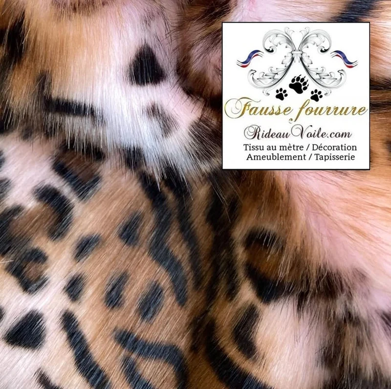 Boutique tissu fausse fourrure animal faux poils Léopard au mètre rideau Plaid