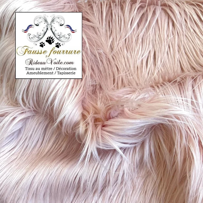 Rideauvoile tissu Fausse fourrure tapisserie rose clair mètre rideau sur mesure