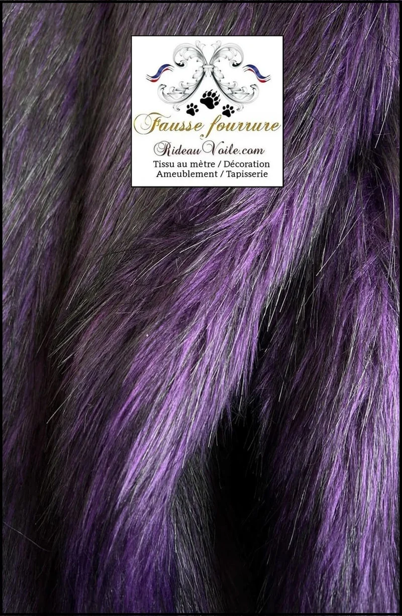 Imitation🔥Fausse fourrure tissu ignifuge au mètre imitation poils longs violet