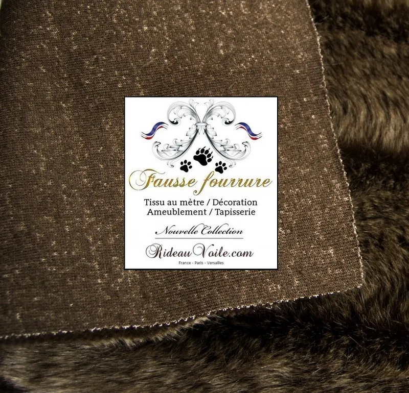 Tissu fausse fourrure au mètre imitation loup brun rideau faux fur curtain Brown Wolf