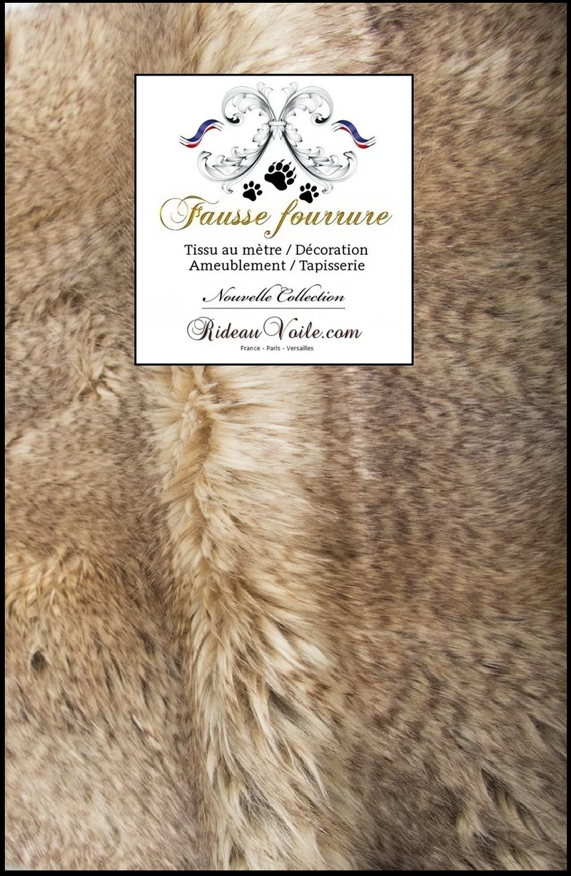 Tissu fausse fourrure animal loup beige mètre couture rideau Plaid