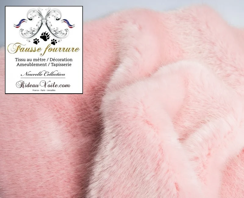 Rideauvoile tissu Fausse fourrure luxe rose le mètre ameublement déco tapisserie
