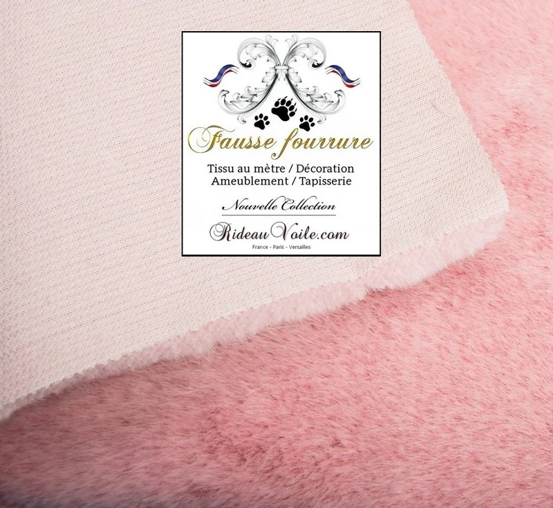 Rideauvoile tissu Fausse fourrure luxe rose le mètre ameublement déco tapisserie