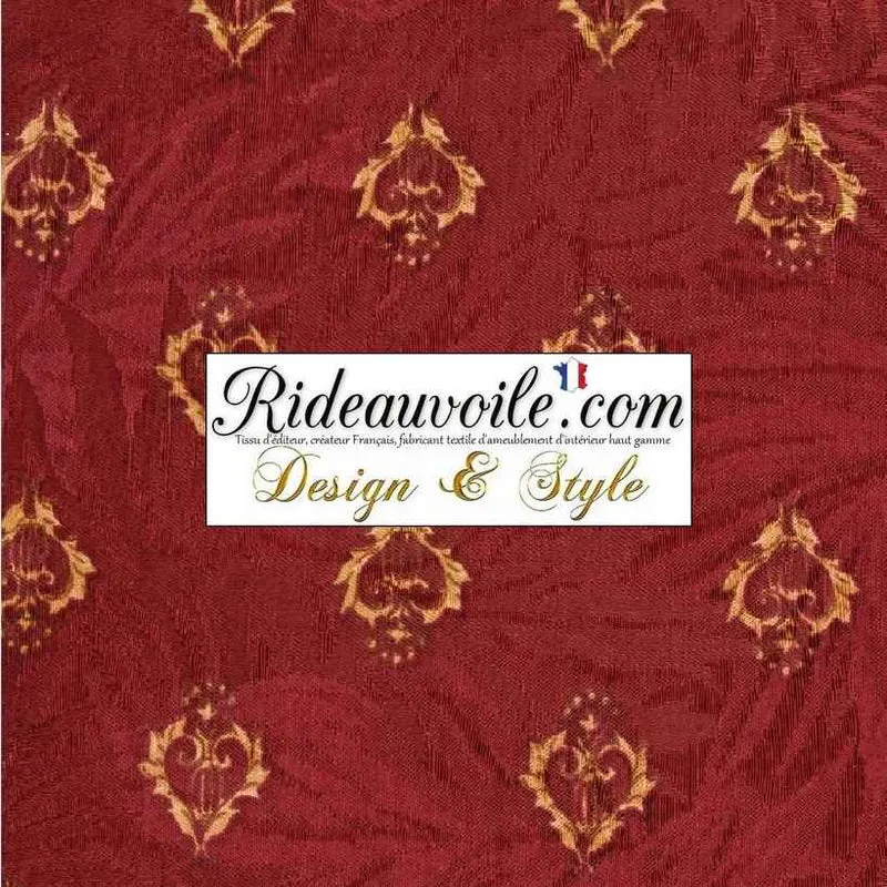 Tissu ameublement imprimé rouge vert draperie rayures largeur 280 cm