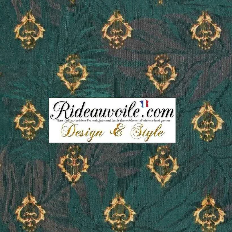 Coton floral vert beige feuilles tissu ameublement ornement mètre rideau