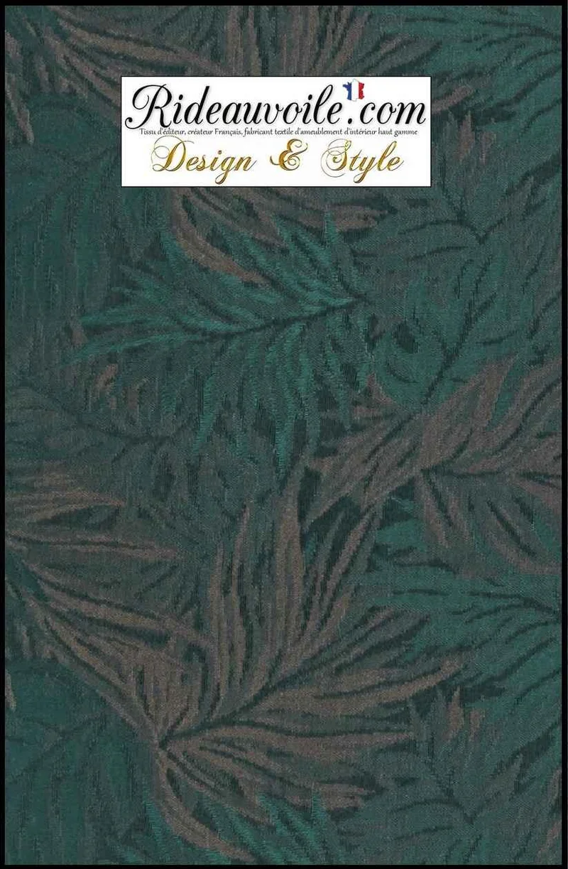 Coton floral vert beige tissu draperie ameublement mètre rideau