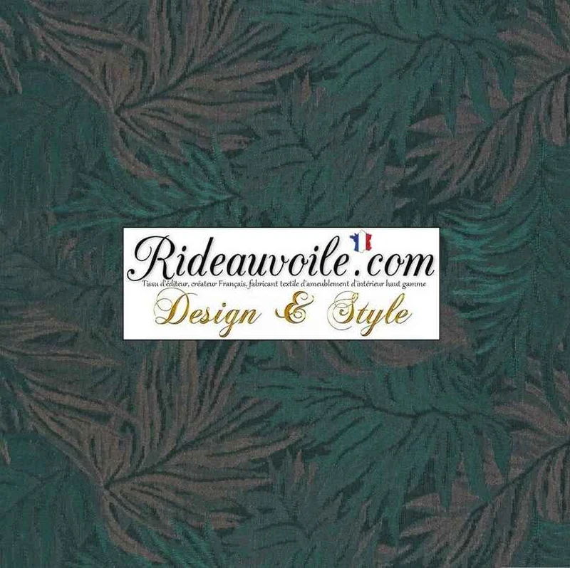 Coton floral vert beige tissu draperie ameublement mètre rideau