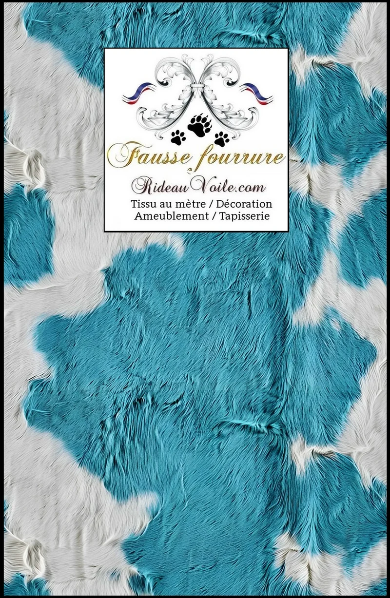 Imprimé velours M1 🔥 fausse fourrure peau de vache BLEU