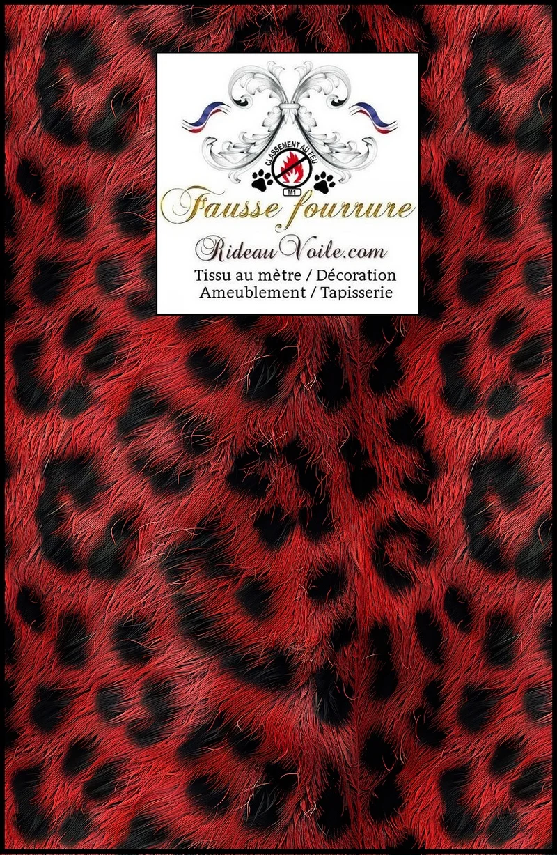 Tissu ignifuge 🔥 Architecte d'Intérieur Rénovation FF&E SO&E Fausse fourrure noir rouge