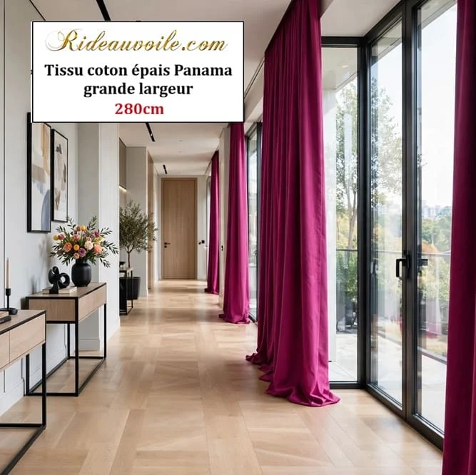Tissu coton épais Panama 280 cm Architecte Intérieur Paris Haussmannien | Fuchsia