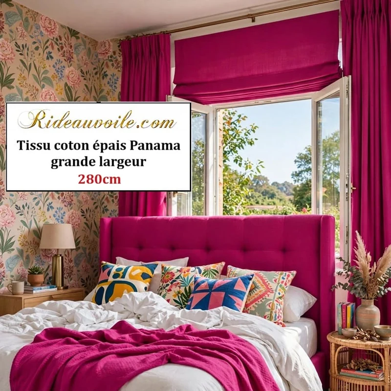 Tissu coton épais Panama 280 cm Architecte Intérieur Paris Haussmannien | Fuchsia