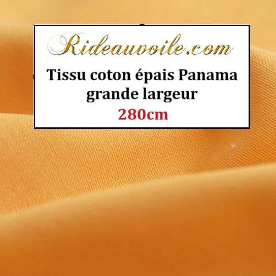 Tissu ameublement coton épais Panama largeur 280 cm mètre rideaux canapé | Jaune