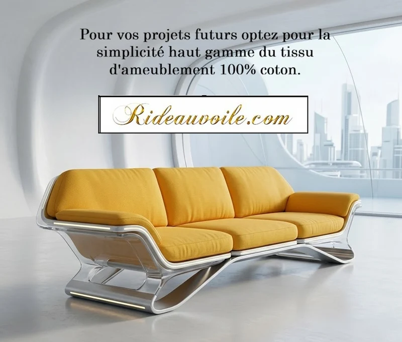 Tissu ameublement coton épais Panama largeur 280 cm mètre rideaux canapé | Jaune