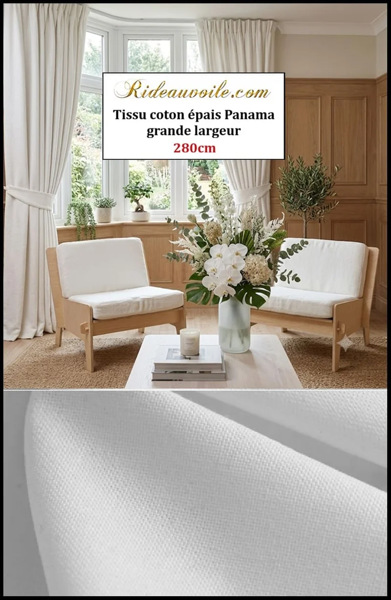 𝐓𝐢𝐬𝐬𝐮 𝐚𝐦𝐞𝐮𝐛𝐥𝐞𝐦𝐞𝐧𝐭 𝐏𝐚𝐧𝐚𝐦𝐚 𝐞𝐱𝐭𝐫𝐚 𝐥𝐚𝐫𝐠𝐞 𝐦𝐞̀𝐭𝐫𝐞 𝟏𝟎𝟎 % 𝐜𝐨𝐭𝐨𝐧 𝟐𝟖𝟎 𝐜𝐦 | BLANC