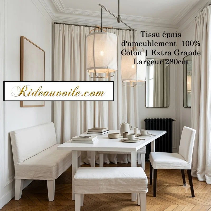 𝐓𝐢𝐬𝐬𝐮 𝐚𝐦𝐞𝐮𝐛𝐥𝐞𝐦𝐞𝐧𝐭 𝐏𝐚𝐧𝐚𝐦𝐚 𝐞𝐱𝐭𝐫𝐚 𝐥𝐚𝐫𝐠𝐞 𝐦𝐞̀𝐭𝐫𝐞 𝟏𝟎𝟎 % 𝐜𝐨𝐭𝐨𝐧 𝟐𝟖𝟎 𝐜𝐦 | BLANC