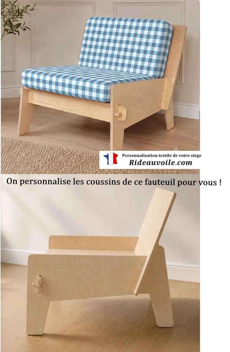 Fauteuil d'appoint bois bouleau personnalisé Tissu housse personnalisable sur mesure