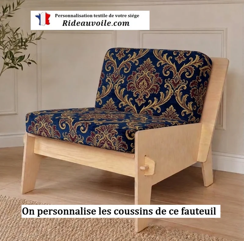 Fauteuil d'appoint bois bouleau personnalisé Tissu housse personnalisable sur mesure