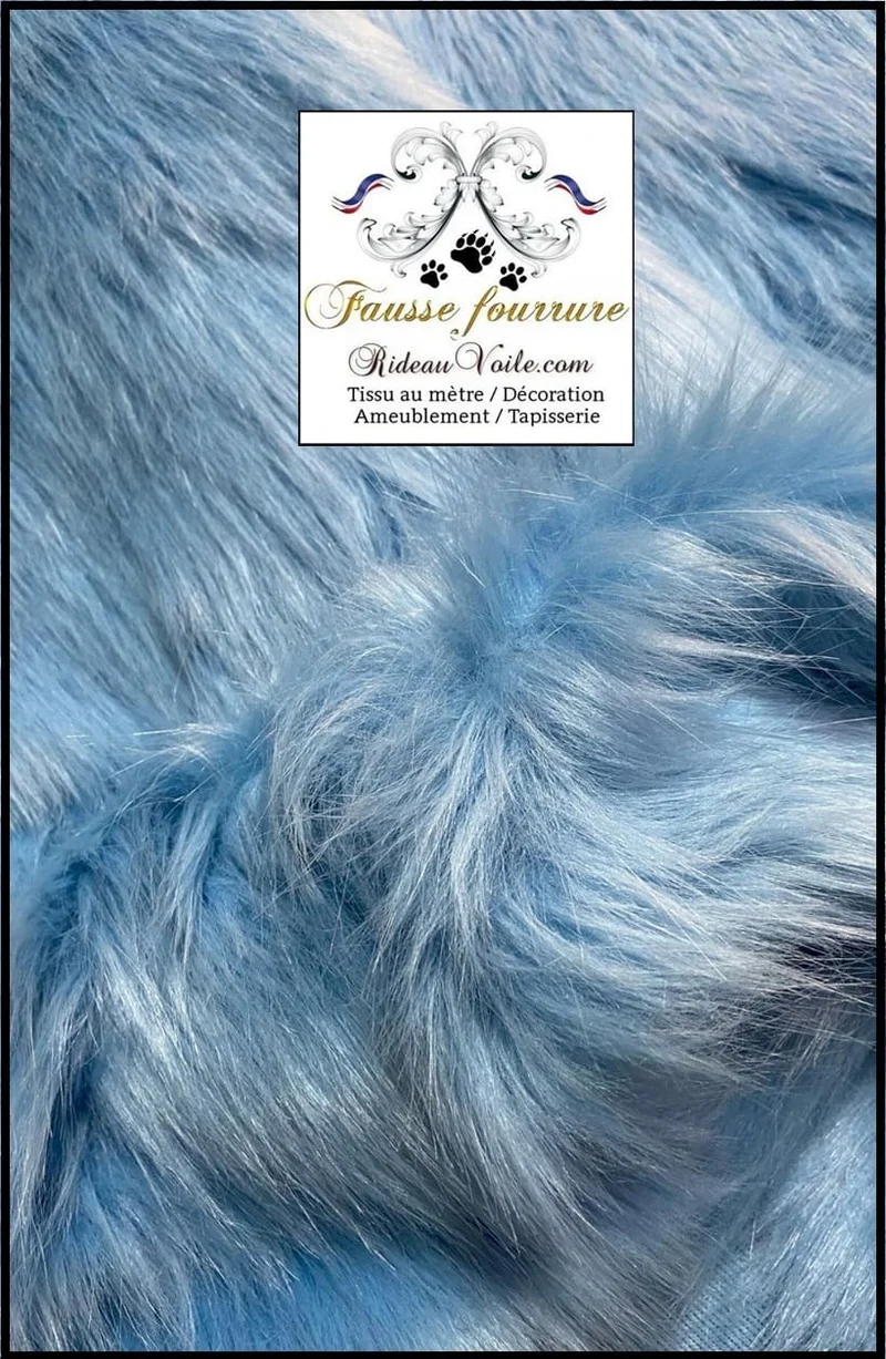 Rideauvoile décoration Fausse fourrure imitation tissu au mètre rideau Plaid bleu