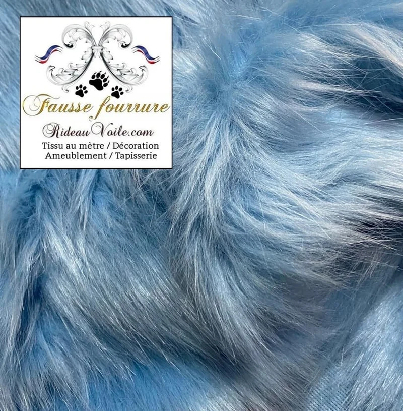 Rideauvoile décoration Fausse fourrure imitation tissu au mètre rideau Plaid bleu