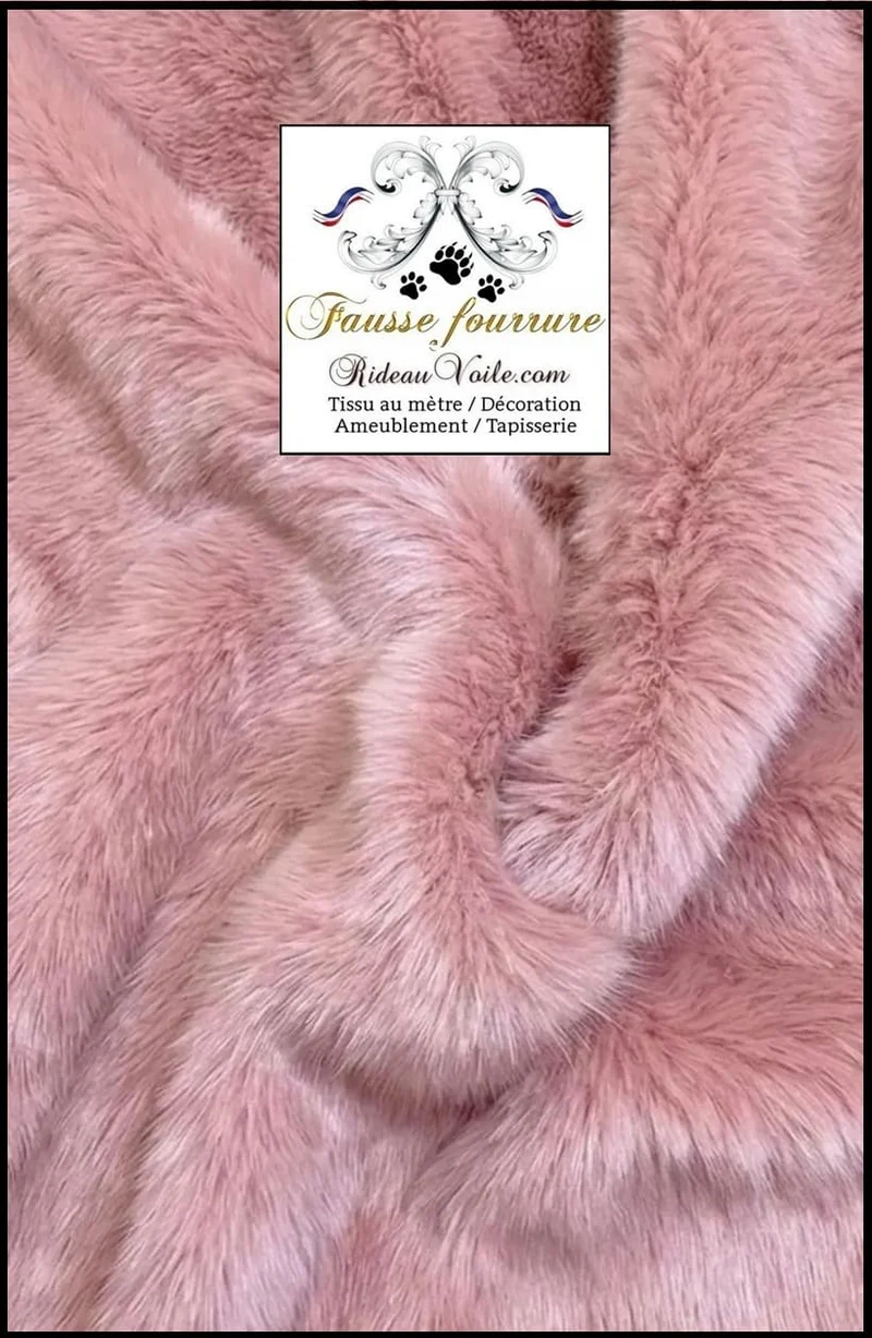 Architecte Déco Fausse fourrure🔥ignifuge peau poils animal au mètre rose