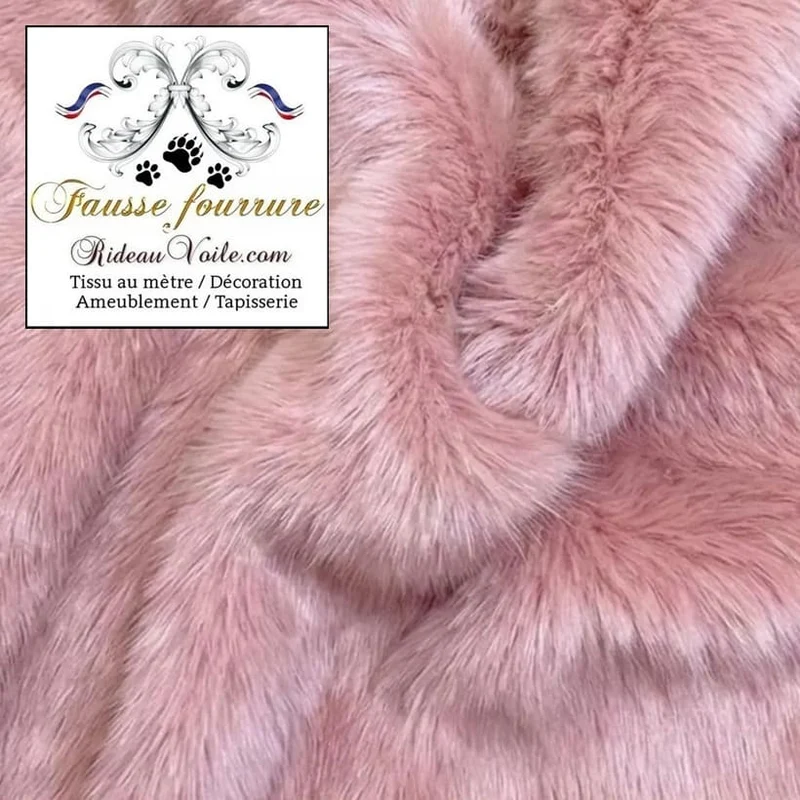 Architecte Déco Fausse fourrure🔥ignifuge peau poils animal au mètre rose