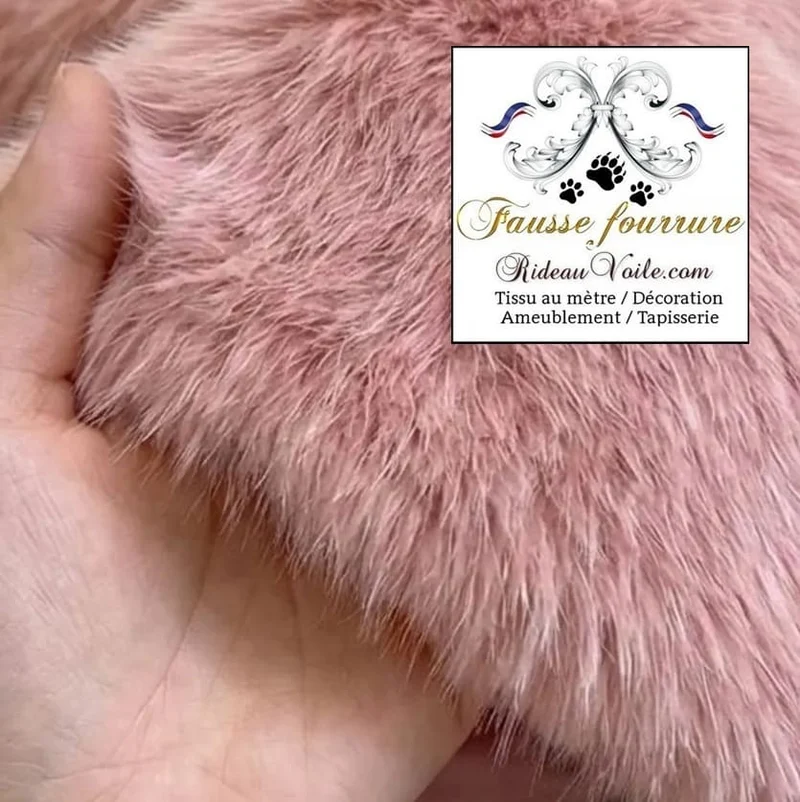 Architecte Déco Fausse fourrure🔥ignifuge peau poils animal au mètre rose