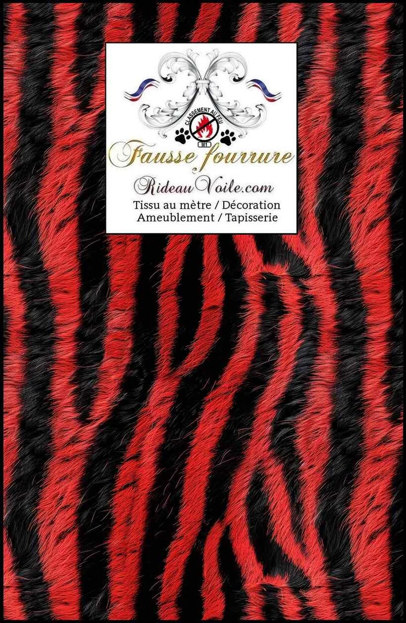 Fausse fourrure ignifuge 🔥 noir rouge rénovation équipement FF&E imprimé au mètre
