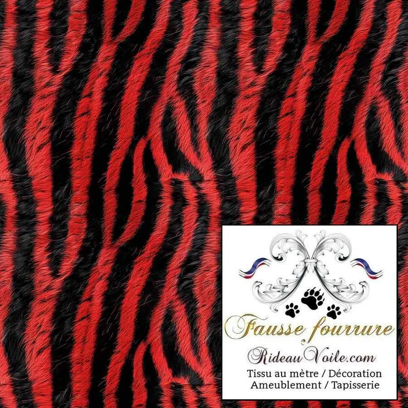 Fausse fourrure ignifuge 🔥 noir rouge rénovation équipement FF&E imprimé au mètre