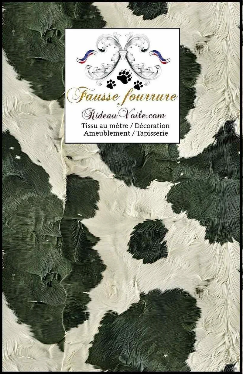 Velours kaki vert foncé tissu ameublement fausse fourrure peau vache Montagne Campagne