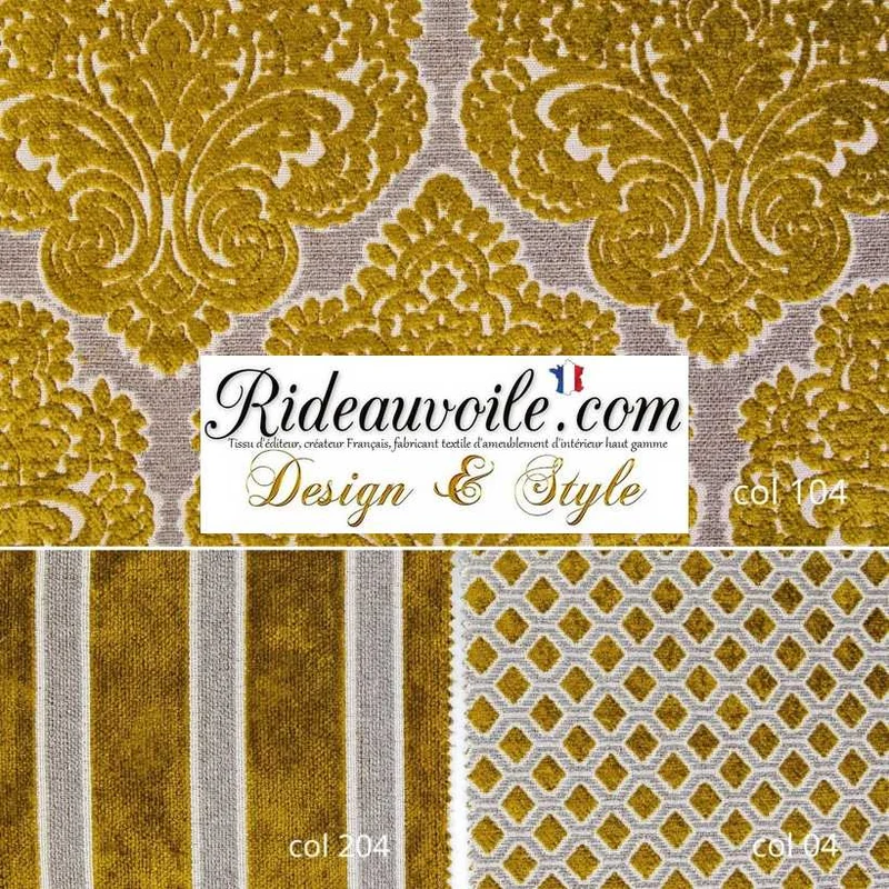 Architecte design d'intérieur travaux rénovation Tissu Jacquard velours ocre Tapisserie