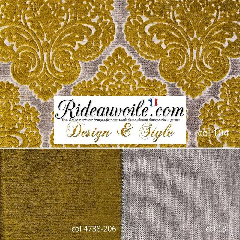 Architecte design d'intérieur travaux rénovation Tissu Jacquard velours ocre Tapisserie