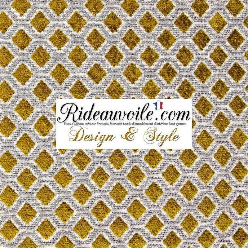 Architecte design d'intérieur travaux rénovation Tissu Jacquard velours ocre Tapisserie