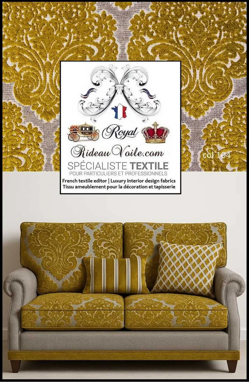 Tissu Jacquard velours chenille Architecte designer d'intérieur au mètre Tapisserie