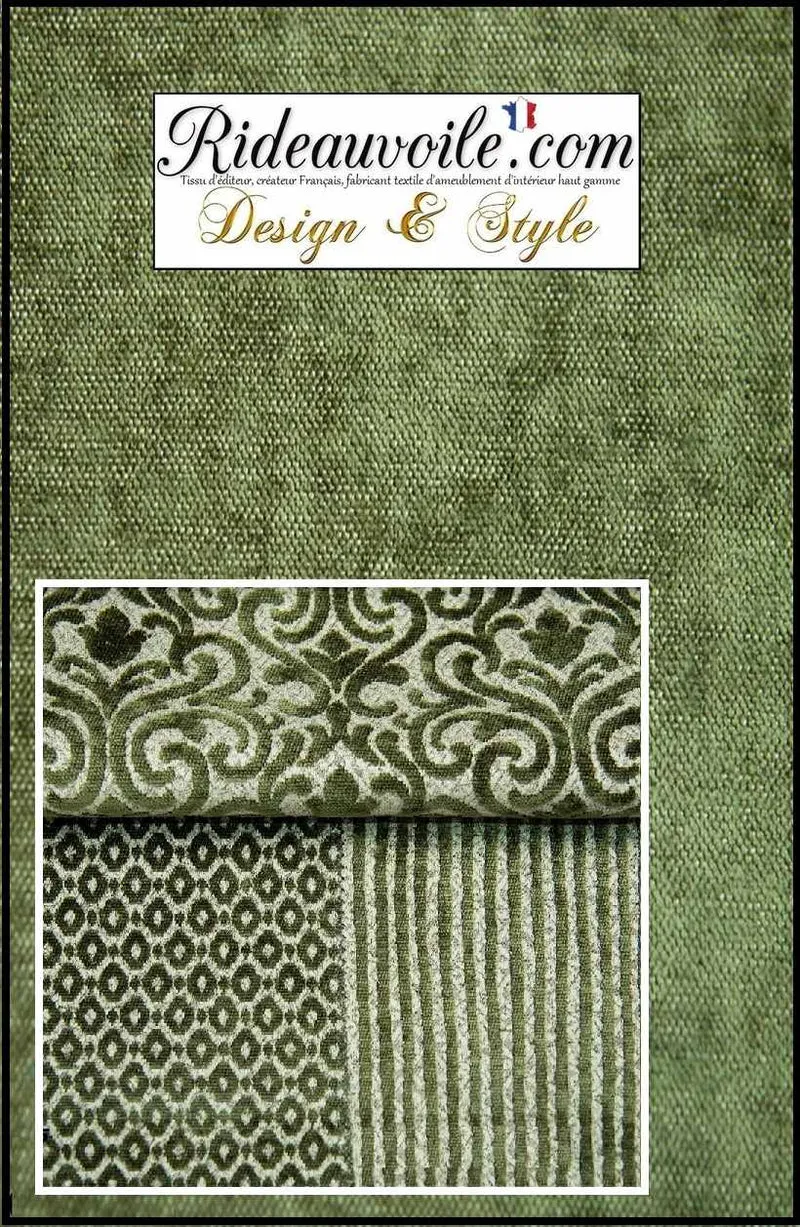 Jacquard velours chenille vert | Décorateur Architecte travaux intérieur de Chalets