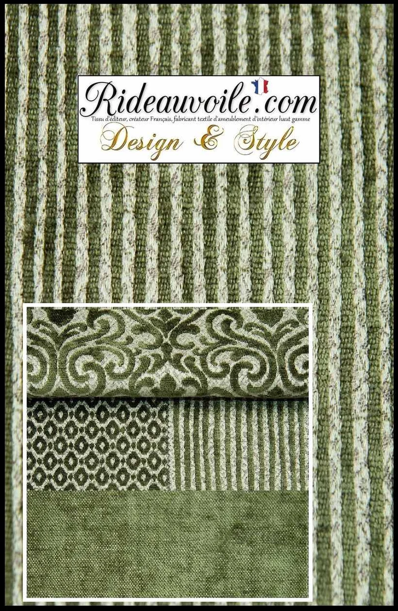 Jacquard velours chenille vert | Décorateur FF&E Architecte d'intérieur Rénovation Chalets