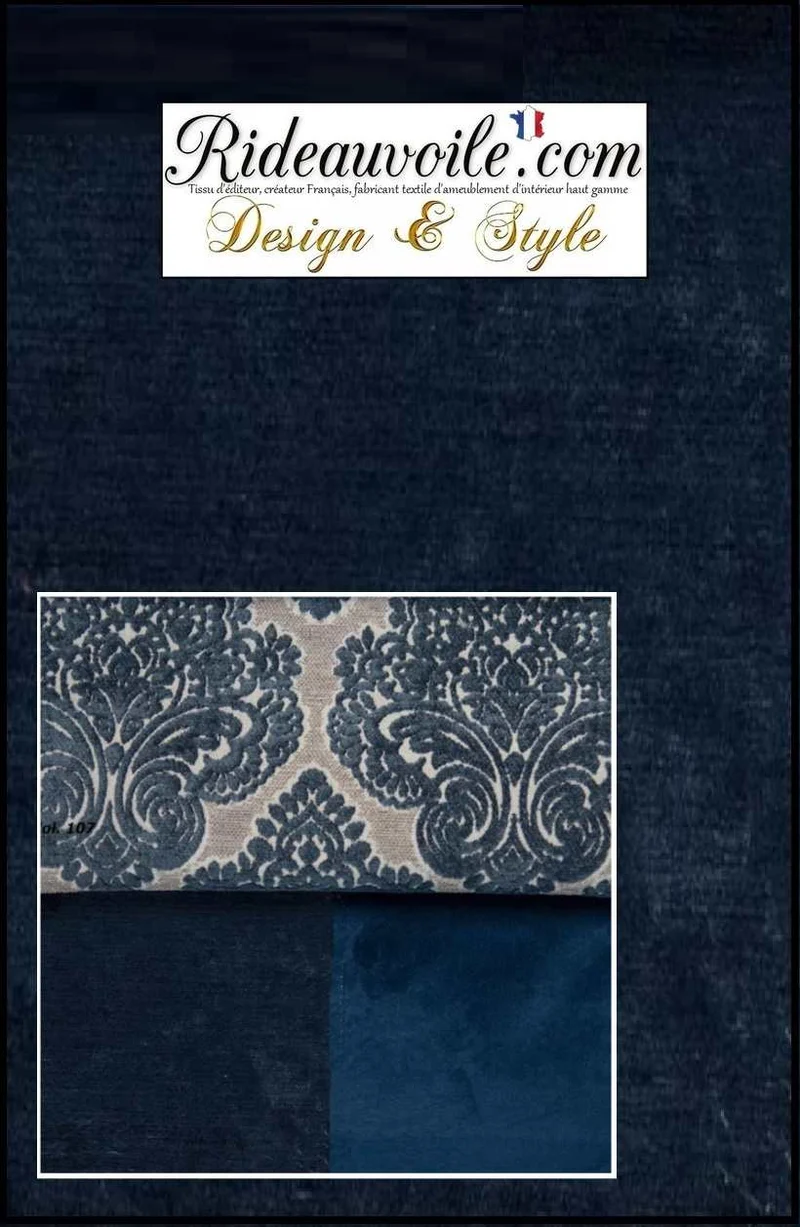 Jacquard Velours chenille bleu mètre Architecte d'intérieur designer Résidence