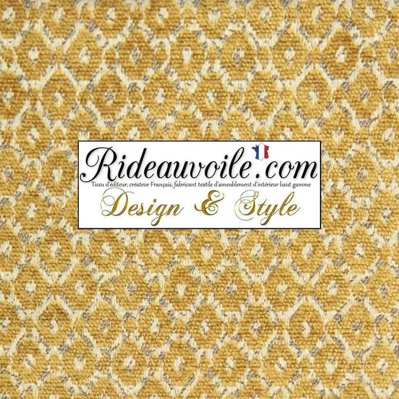Jacquard Velours chenille jaune or tissu ameublement Intérieur Architecte sur mesure