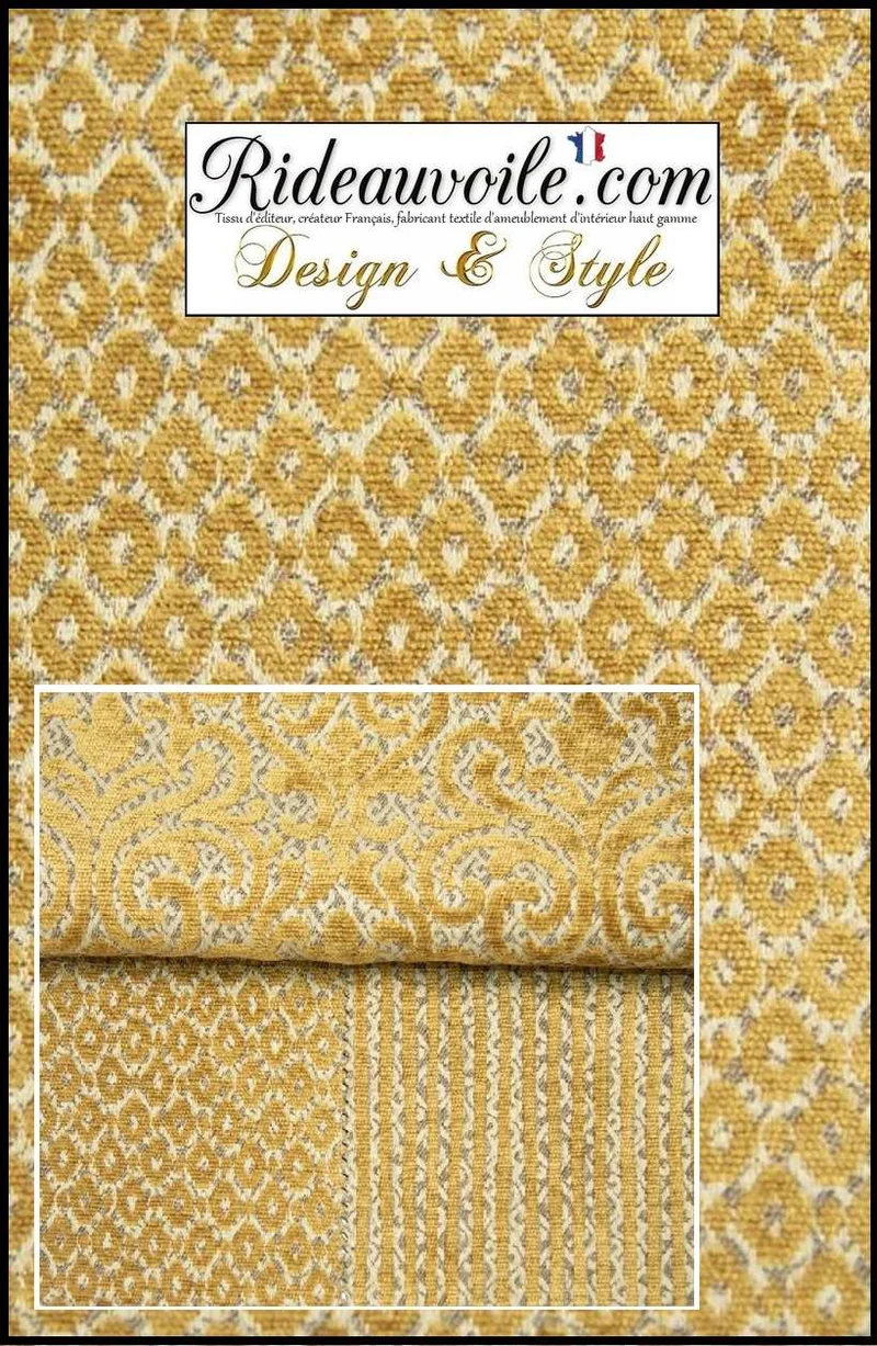 Jacquard Velours chenille jaune or mètre rideau tissu ameublement confection tapissier